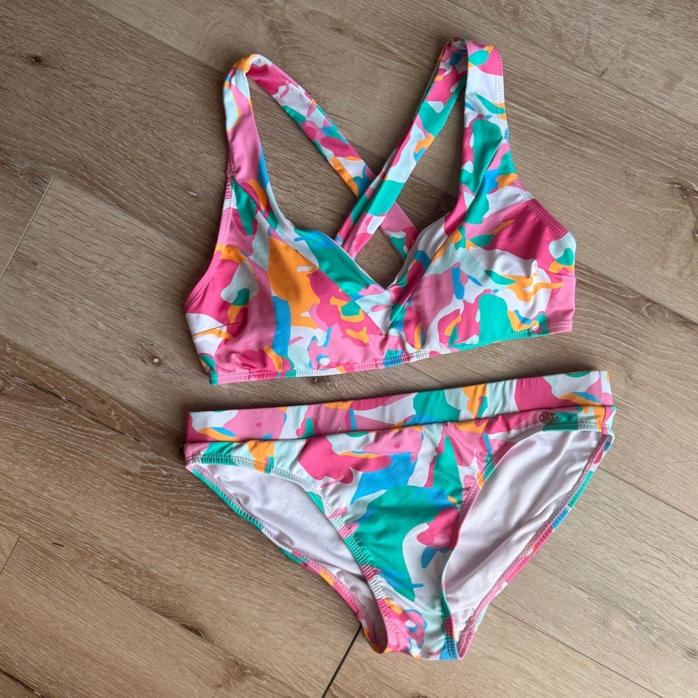 Michelle McDowell River Iris Bikini Set Multicolor Abstract Print Small
